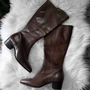 Brown Leather Knee High Boots